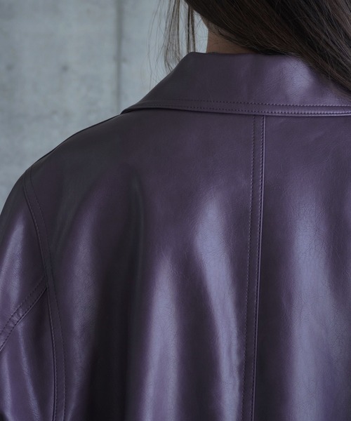 LOW CLASSIC（ロウ　クラシック）の「TEXTURED LEATHER HALF COAT（その他アウター・レディース・パープル・S）」の17枚目の写真