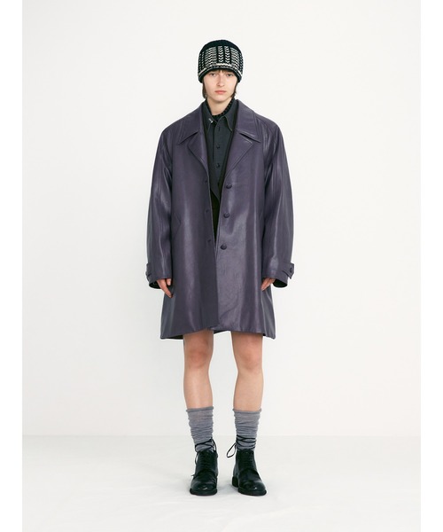 LOW CLASSIC（ロウ　クラシック）の「TEXTURED LEATHER HALF COAT（その他アウター・レディース・パープル・S）」の8枚目の写真