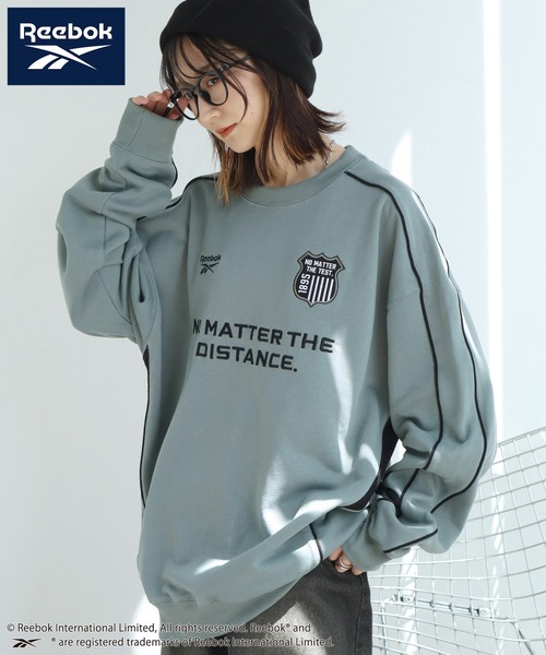 Reebok（リーボック）の「【Reebok/リーボック】裏毛 パイピングデザイン エンブレム グラフィック クルーネックスウェット（スウェット・メンズ・グリーン系/ブラック/ダークパープル/アッシュグレー・M/L/LL）」の6枚目の写真