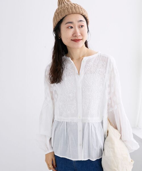 le.coeur blanc（ルクールブラン）の「《手洗い可能》Fanakaミックス刺しゅうレースブラウス（シャツ/ブラウス・レディース・オフホワイト・38）」の9枚目の写真