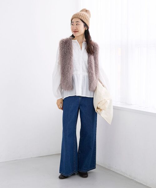 le.coeur blanc（ルクールブラン）の「《手洗い可能》Fanakaミックス刺しゅうレースブラウス（シャツ/ブラウス・レディース・オフホワイト・38）」の7枚目の写真