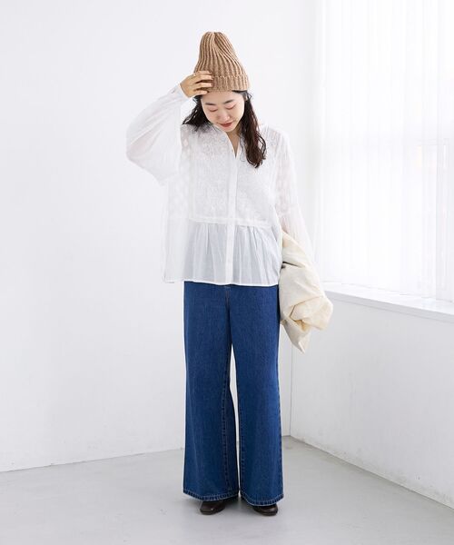 le.coeur blanc（ルクールブラン）の「《手洗い可能》Fanakaミックス刺しゅうレースブラウス（シャツ/ブラウス・レディース・オフホワイト・38）」の4枚目の写真