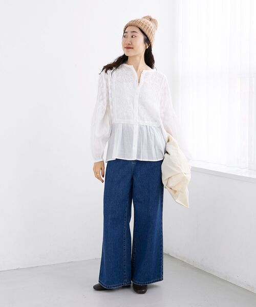 le.coeur blanc（ルクールブラン）の「《手洗い可能》Fanakaミックス刺しゅうレースブラウス（シャツ/ブラウス・レディース・オフホワイト・38）」の6枚目の写真