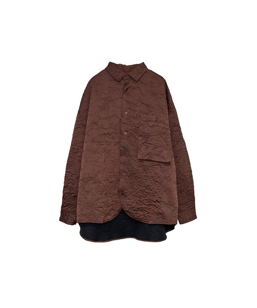 INTERPLAY(インタープレイ)の「【INTERPLAY】Regular Collar OverSize Shirt【Lustre Crinkle】(シャツ/ブラウス・メンズ・アイボリー/ブラック/ブラウン・FREE)」の3枚目の写真