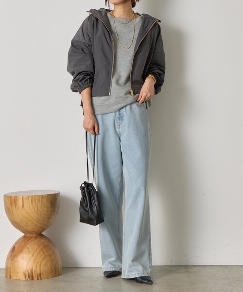 Jena espace merveilleux（ジェナ　エスパスメルヴェイユ）の「スタンドネックタフタジャケット（その他アウター・レディース・チャコールグレー/ベージュ・FREE）」の3枚目の写真