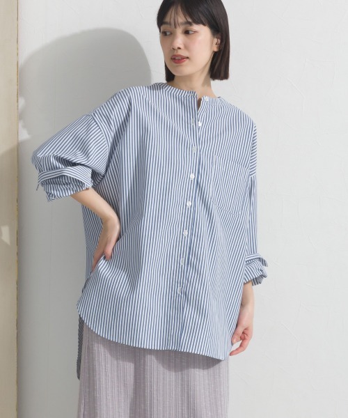 OMNES（オムネス）の「テックコットンバンドカラー長袖シャツ（シャツ/ブラウス・レディース・ホワイト/ブラック/ベージュ/イエロー/グリーン/ネイビー系/ブルー系その他・FREE）」の5枚目の写真