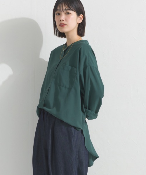 OMNES（オムネス）の「テックコットンバンドカラー長袖シャツ（シャツ/ブラウス・レディース・ホワイト/ブラック/ベージュ/イエロー/グリーン/ネイビー系/ブルー系その他・FREE）」の4枚目の写真