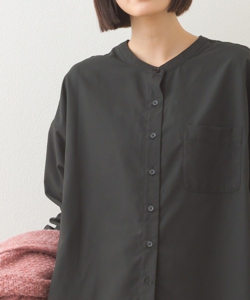 OMNES（オムネス）の「テックコットンバンドカラー長袖シャツ（シャツ/ブラウス・レディース・ホワイト/ブラック/ベージュ/イエロー/グリーン/ネイビー系/ブルー系その他・FREE）」の8枚目の写真