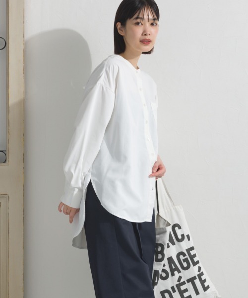 OMNES(オムネス)の「テックコットンバンドカラー長袖シャツ(シャツ/ブラウス・レディース・ホワイト/ブラック/ベージュ/イエロー/グリーン/ネイビー系/ブルー系その他・FREE)」の17枚目の写真