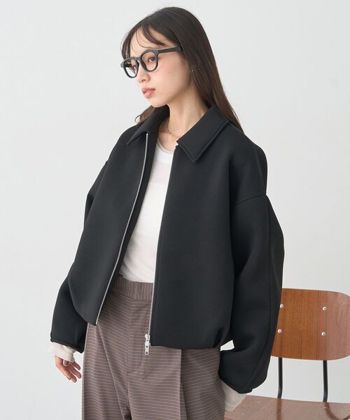 earth music&ecology（アースミュージックアンドエコロジー）の「【2025AW】ダンボールニットZIPブルゾン（ブルゾン・レディース・ブラック/ピンクベージュ・FREE）」の10枚目の写真