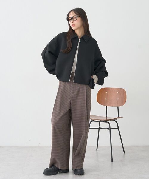 earth music&ecology（アースミュージックアンドエコロジー）の「【2025AW】ダンボールニットZIPブルゾン（ブルゾン・レディース・ブラック/ピンクベージュ・FREE）」の15枚目の写真