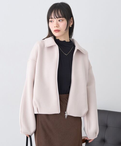 earth music&ecology（アースミュージックアンドエコロジー）の「【2025AW】ダンボールニットZIPブルゾン（ブルゾン・レディース・ブラック/ピンクベージュ・FREE）」の18枚目の写真