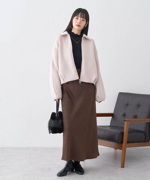 earth music&ecology（アースミュージックアンドエコロジー）の「【2025AW】ダンボールニットZIPブルゾン（ブルゾン・レディース・ブラック/ピンクベージュ・FREE）」の20枚目の写真