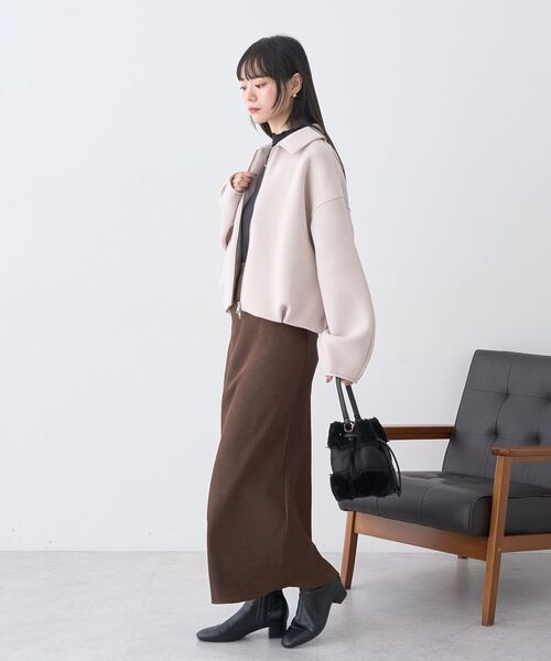 earth music&ecology（アースミュージックアンドエコロジー）の「【2025AW】ダンボールニットZIPブルゾン（ブルゾン・レディース・ブラック/ピンクベージュ・FREE）」の21枚目の写真