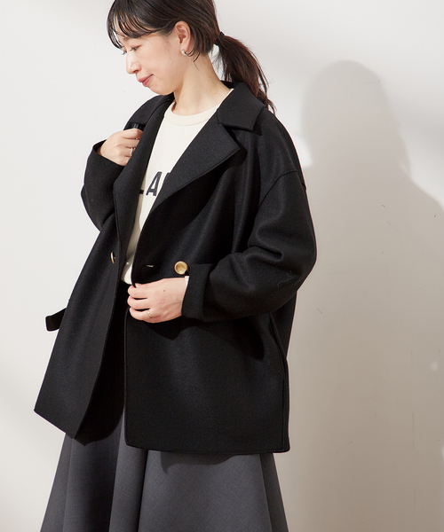 HARRIS WHARF LONDON】Women dropped shoulder d.b. jacket p：コート