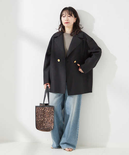 journal standard L'essage(ジャーナルスタンダードレサージュ)の「【HARRIS WHARF LONDON】Women dropped shoulder d.b. jacket p:コート(その他アウター・レディース・ブラック・42)」の8枚目の写真
