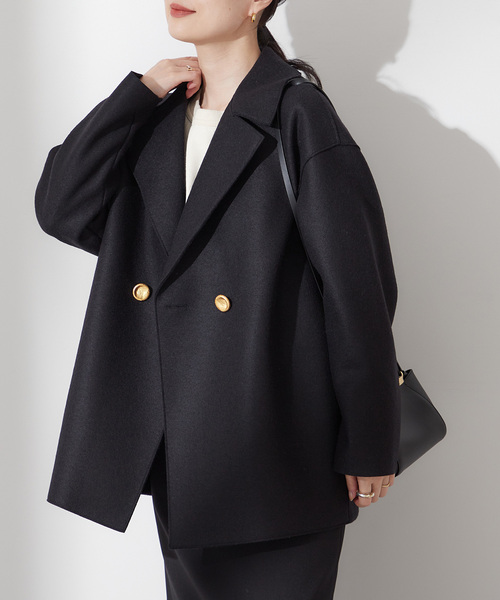 journal standard L'essage(ジャーナルスタンダードレサージュ)の「【HARRIS WHARF LONDON】Women dropped shoulder d.b. jacket p:コート(その他アウター・レディース・ブラック・42)」の18枚目の写真