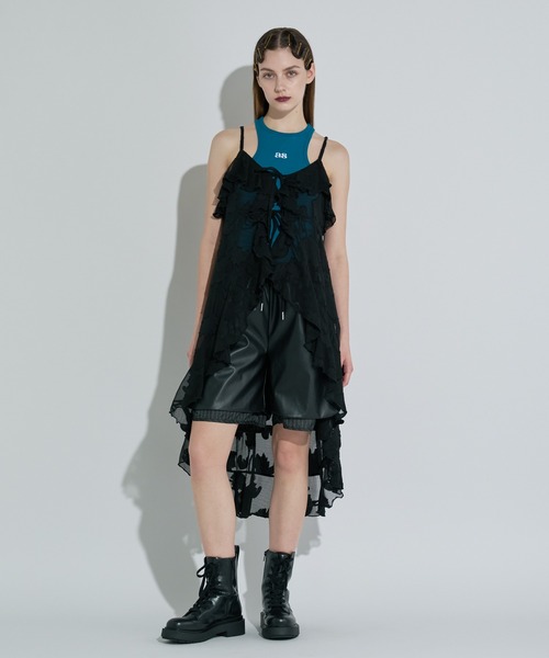 ANNA SUI NYC（アナ スイ エヌ ワイ シー）の「ラッフルシフォンキャミソール（ワンピース・レディース・ブラック/ホワイト/キャメル・FREE）」の10枚目の写真