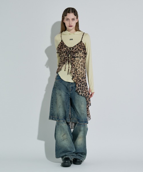 ANNA SUI NYC（アナ スイ エヌ ワイ シー）の「ラッフルシフォンキャミソール（ワンピース・レディース・ブラック/ホワイト/キャメル・FREE）」の18枚目の写真