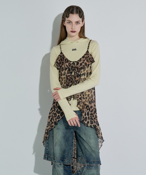 ANNA SUI NYC（アナ スイ エヌ ワイ シー）の「ラッフルシフォンキャミソール（ワンピース・レディース・ブラック/ホワイト/キャメル・FREE）」の12枚目の写真