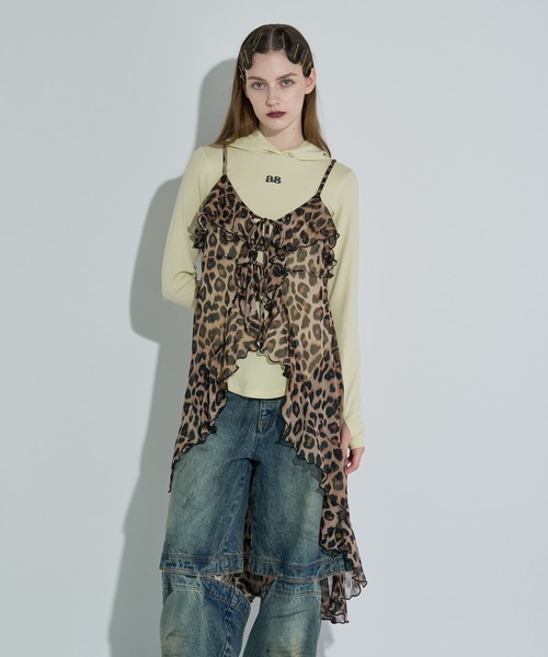 ANNA SUI NYC（アナ スイ エヌ ワイ シー）の「ラッフルシフォンキャミソール（ワンピース・レディース・ブラック/ホワイト/キャメル・FREE）」の13枚目の写真