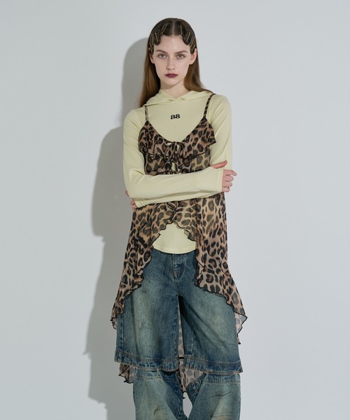 ANNA SUI NYC（アナ スイ エヌ ワイ シー）の「ラッフルシフォンキャミソール（ワンピース・レディース・ブラック/ホワイト/キャメル・FREE）」の14枚目の写真