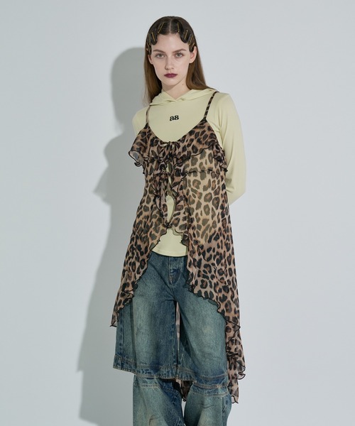 ANNA SUI NYC（アナ スイ エヌ ワイ シー）の「ラッフルシフォンキャミソール（ワンピース・レディース・ブラック/ホワイト/キャメル・FREE）」の16枚目の写真