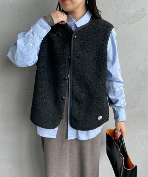 Vincent et Mireille（バンソンエミレイユ）の「[Vincent et Mireille/ヴァンソン エ ミレイユ] ボアフリースベスト（ベスト・レディース・ブラック/クリーム・36）」の6枚目の写真