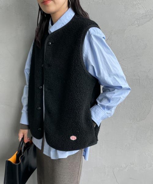 Vincent et Mireille（バンソンエミレイユ）の「[Vincent et Mireille/ヴァンソン エ ミレイユ] ボアフリースベスト（ベスト・レディース・ブラック/クリーム・36）」の5枚目の写真