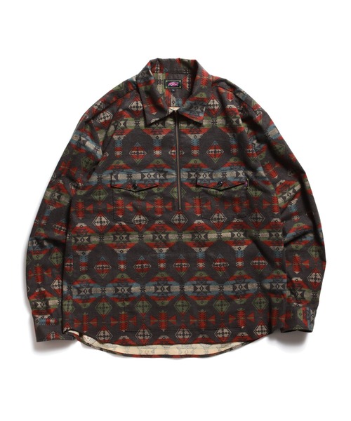 ROTAR(ローター)の「Native Stripe Half zip Work shirt(シャツ/ブラウス・メンズ・ブラック/グリーン・MEDIUM/LARGE/X-LARGE)」の2枚目の写真