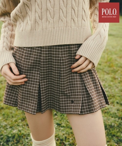 Heather（ヘザー）の「【POLO BCS(ポロ・ビーシーエス)】デザインプリーツミニスカート　593049（スカート・レディース・グレー系/ブラウン系・FREE）」の2枚目の写真