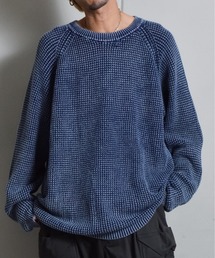 ストーンウォッシュラグランコットンニット