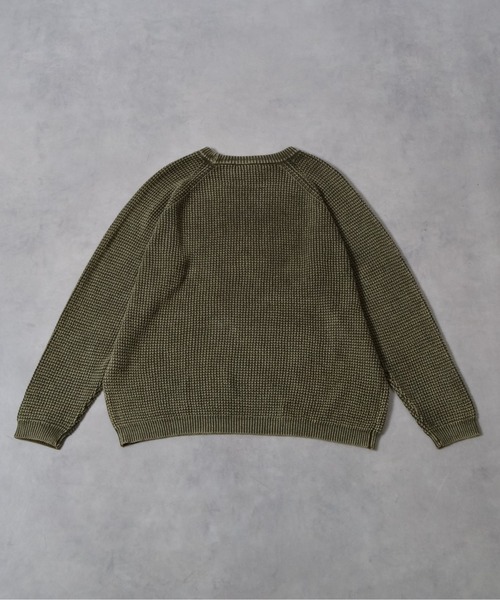 DOUBLE STEAL（ダブルスティール）の「ストーンウォッシュラグランコットンニット（ニット/セーター・メンズ・カーキ/ネイビー・MEDIUM/LARGE）」の7枚目の写真