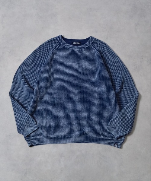 DOUBLE STEAL（ダブルスティール）の「ストーンウォッシュラグランコットンニット（ニット/セーター・メンズ・カーキ/ネイビー・MEDIUM/LARGE）」の17枚目の写真