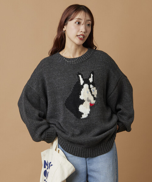 セール】限定展開 リラックスフィット ドッグモチーフ ローゲージ