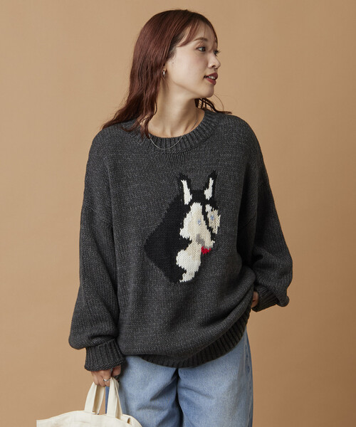 セール】限定展開 リラックスフィット ドッグモチーフ ローゲージ