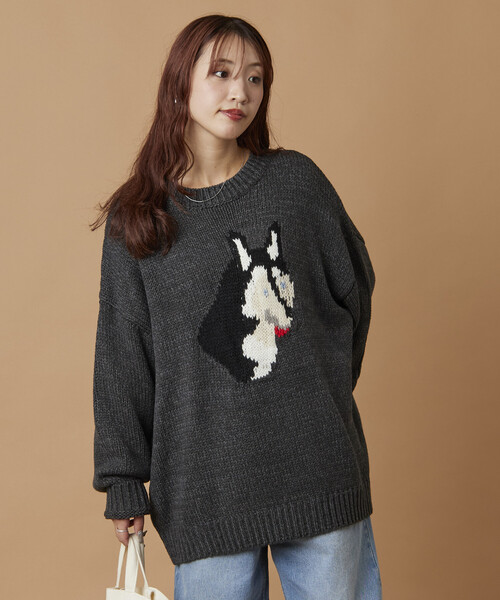 セール】限定展開 リラックスフィット ドッグモチーフ ローゲージ