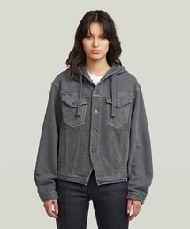 G-STAR | 【UNISEX】Washed Hoodie Sweater Jacket/ヴィンテージライクウォッシュド加工オーバーサイズスウェットパーカージャケット(パーカー)