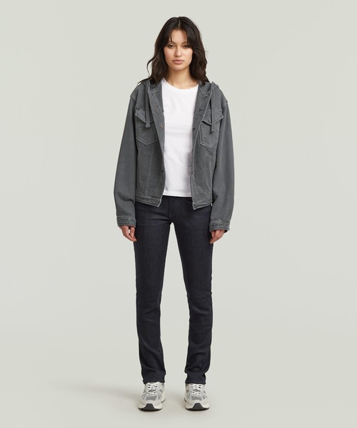 G-STAR（ジースター）の「【UNISEX】Washed Hoodie Sweater Jacket/ヴィンテージライクウォッシュド加工オーバーサイズスウェットパーカージャケット（パーカー・レディース・グレー・MEDIUM/SMALL/X-SMALL）」の6枚目の写真