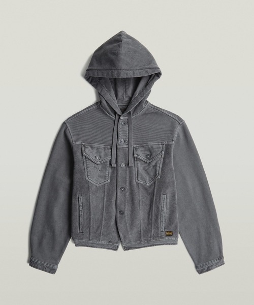 G-STAR（ジースター）の「【UNISEX】Washed Hoodie Sweater Jacket/ヴィンテージライクウォッシュド加工オーバーサイズスウェットパーカージャケット（パーカー・レディース・グレー・MEDIUM/SMALL/X-SMALL）」の4枚目の写真