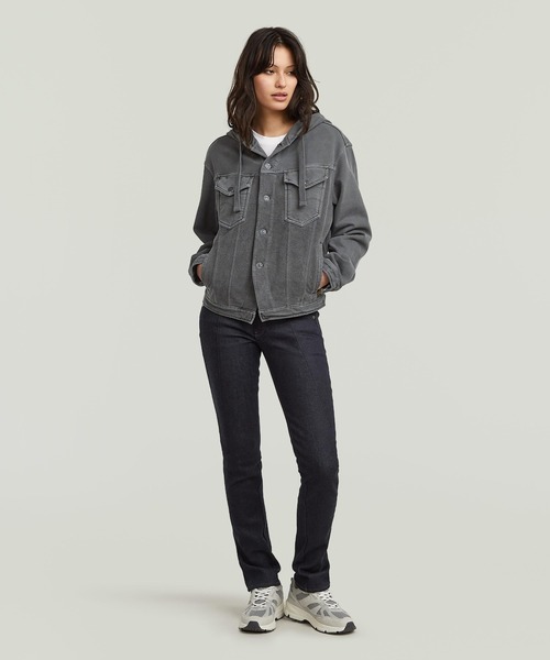 G-STAR（ジースター）の「【UNISEX】Washed Hoodie Sweater Jacket/ヴィンテージライクウォッシュド加工オーバーサイズスウェットパーカージャケット（パーカー・レディース・グレー・MEDIUM/SMALL/X-SMALL）」の7枚目の写真