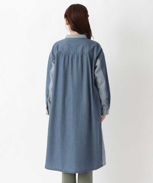one'sterrace(ワンズテラス)の「デニム&ヒッコリーサイドポケット付きワンピース(ワンピース・レディース・ブルー系その他7/ネイビー系5・02)」の5枚目の写真