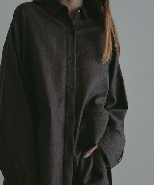 セール】ハイカウントフラノオーバーサイズシャツ（シャツ/ブラウス