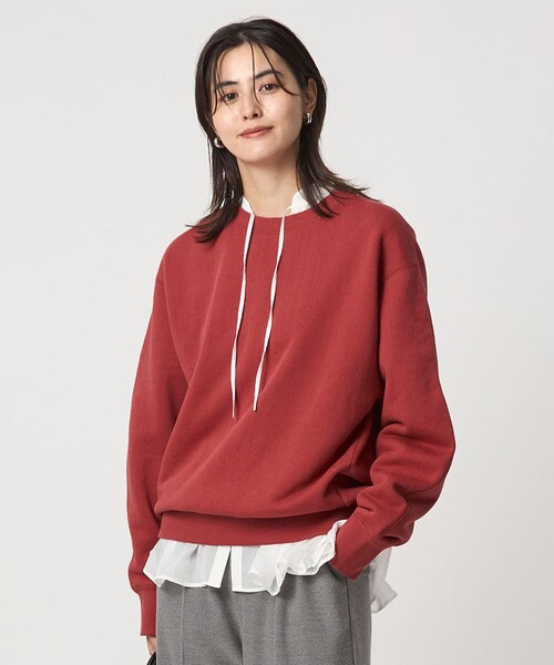 green label relaxing（グリーンレーベルリラクシング）の「フォルム スウェット プルオーバー（スウェット・レディース・ブラウン/レッド/オフホワイト/ダークグレー・FREE）」の4枚目の写真
