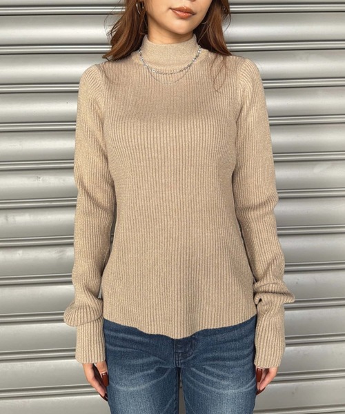 EGOIST(エゴイスト)の「ラメボトルネックニットトップス(ニット/セーター・レディース・ブラック/アイボリー/グレイッシュベージュ・FREE)」の21枚目の写真