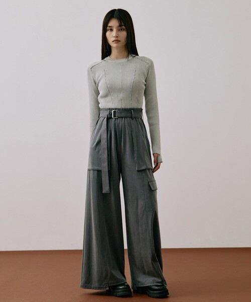 UNITED TOKYO（ユナイテッドトウキョウ）の「キュプラジャージーワイドパンツ｜ウォッシャブル/セットアップ/細見え/秋服/冬服（その他パンツ・レディース・グレー/ブラウン・1/2）」の11枚目の写真