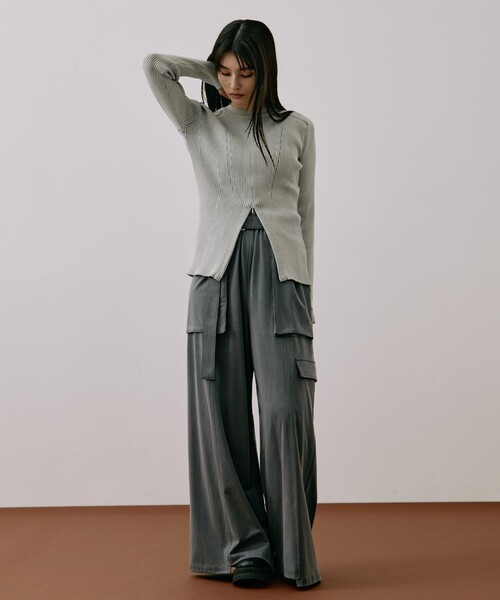 UNITED TOKYO（ユナイテッドトウキョウ）の「キュプラジャージーワイドパンツ｜ウォッシャブル/セットアップ/細見え/秋服/冬服（その他パンツ・レディース・グレー/ブラウン・1/2）」の13枚目の写真