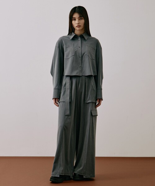 UNITED TOKYO（ユナイテッドトウキョウ）の「キュプラジャージーワイドパンツ｜ウォッシャブル/セットアップ/細見え/秋服/冬服（その他パンツ・レディース・グレー/ブラウン・1/2）」の14枚目の写真