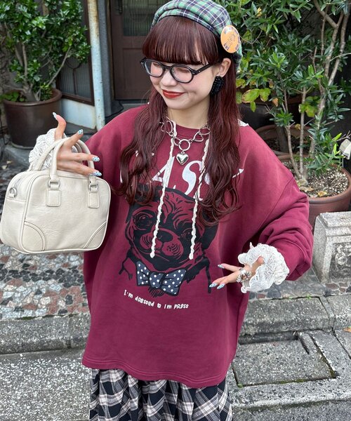 CIAOPANIC（チャオパニック）の「【まるお(@_maruoo0___)企画】パグスウェット（スウェット・レディース・イエロー/ボルドー・FREE）」の11枚目の写真