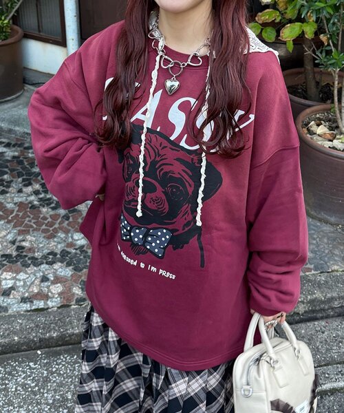 CIAOPANIC（チャオパニック）の「【まるお(@_maruoo0___)企画】パグスウェット（スウェット・レディース・イエロー/ボルドー・FREE）」の13枚目の写真